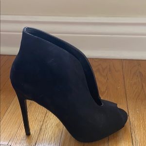 Black Suede Open Toe Booties